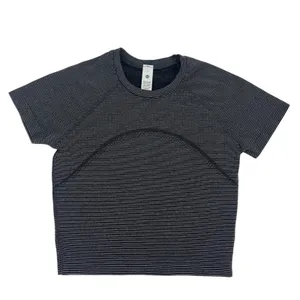 Lululemon Swiftly Tech Cropped Short Sleeve Black White Stripe Size 4‎ thumbnail 2