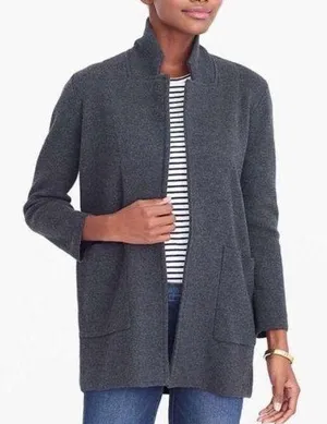 J Crew Charcoal Grey Open Front Blazer Sweater Jacket Size Small thumbnail 1