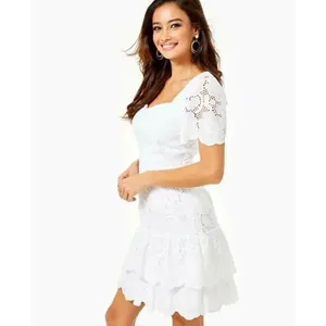 Lilly Pulitzer Bonnie Dress Resort White Jumbo Bonquet Eyelet Sz 2 Bridal #500 thumbnail 4