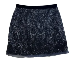 Free People Sz 10 Wild Child Sequined Mini Skirt‎ Navy Blue Cocktail Party thumbnail 2