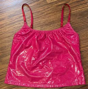 SHEIN Red Vinyl Latex-Look Cami Top with Side Zipper thumbnail 1