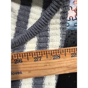 Free People Womens Grey‎ Cream Striped Wool Blend Popcorn Knit Sweater Vest M thumbnail 7