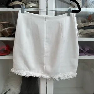 superdown White Mini Skirt with Fringe Trim thumbnail 3