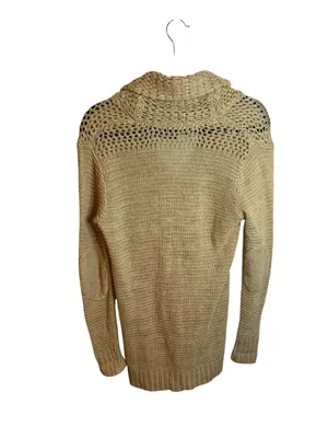 Ralph Lauren Vintage Tan Linen Open Knit Cardigan with Leather Accents thumbnail 2