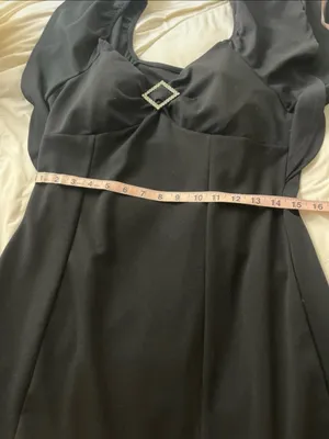 Black ruffle sleeve Mini Dress with Rhinestone Accent thumbnail 5