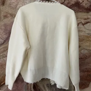 Commense Pearl Trim Ripped Hem Cardigan size large thumbnail 6