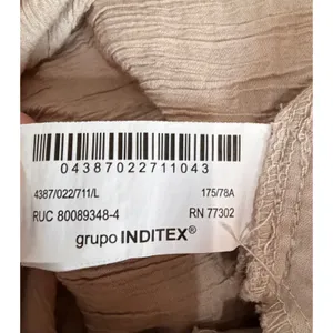 Zara Wrinkle Effect Wide Leg Pants Women's Large Beige Drawstring Pull-On Casual thumbnail 7