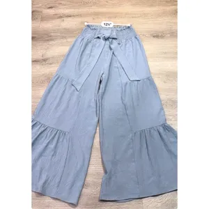 Blooming Jelly Haze Blue Tiered Palazzo Pants L Boho Resort Wide Leg thumbnail 4