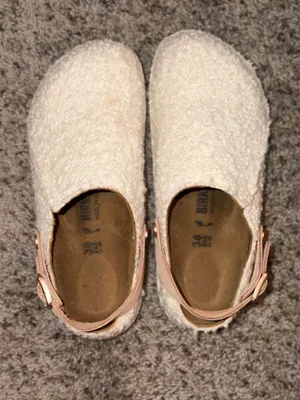 White Fuzzy Clog Birkenstock thumbnail 4