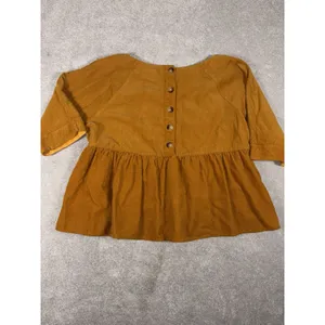 Anthropologie Maeve Women's S Maria Babydoll Button Back Corduroy Peplum Top thumbnail 8