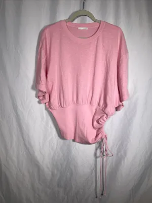 Zara Womens Pink Slub Knit Top Blouse Large 4174/345/620/L thumbnail 2