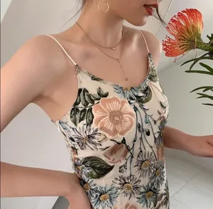 New Summer Floral Print Satin Barbie Sleeveless Midi Dress Size Medium thumbnail 2