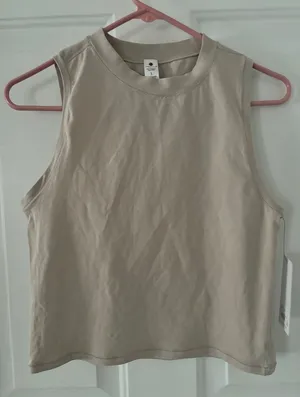 Yogalicious Airlite Melissa Crop Tank Top Beige Tan Womens Large‎ NWT thumbnail 1