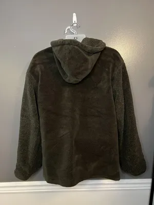 BB Dakota Jacket Womens Medium Olive Reversible Hooded Fleece Button 15099 thumbnail 4