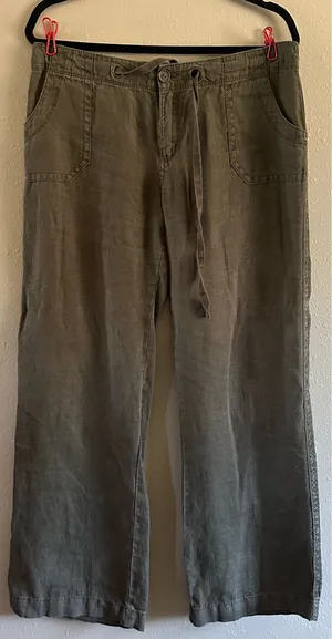 Sanctuary Clothing Olive Green Linen Cargo Pants - Size 30 thumbnail 1