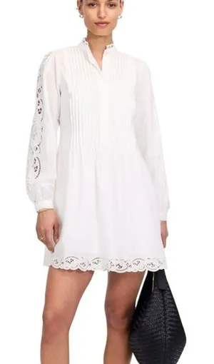 Madewell White Lace‎ Crochet Tuxedo Pleat Tunic Dress XL Cottagecore Cute NWT thumbnail 1