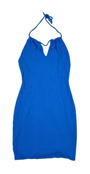 White Fox Boutique - Artist Muse Rib Sleeveless Mini Dress in Blue thumbnail 1
