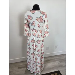 Chris & Carol Floral Maxi Dress Soft Knit Pockets Modest Teacher Cottagecore S thumbnail 4