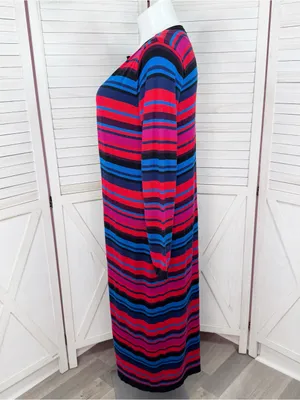 New‎ York & Co Eva Mendes Cecilia Striped Duster Cardigan Sweater Large XL thumbnail 3