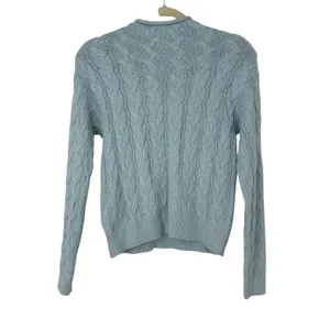 J.Crew Women’s Cable Knit Roll Neck Sweater Light Blue Size Small Cotton Blend thumbnail 2