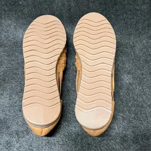 Mexican Huarache Sandals‎ Tan Leather Embroidered Floral Woven Flats Bohemian thumbnail 2