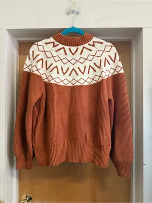 Varley Women’s Rust & Cream Western Print Zip-Up Sweater. Size: Small thumbnail 5