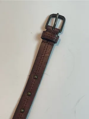 Source Unknown Vintage Brown Genuine Leather Belt Studded Detail Boho Western Style Size XL thumbnail 2