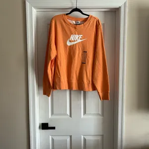Nike Orange Pullover Sweatshirt with White Swoosh thumbnail 2