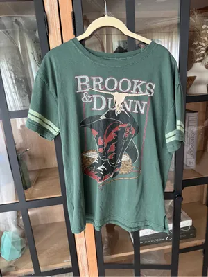 Brooks & Dunn graphic tee forest green country music cowboy boots hat western thumbnail 2