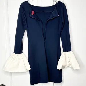 NWOT STAUD Hawthorne Dress in Navy Ivory Size Small thumbnail 8