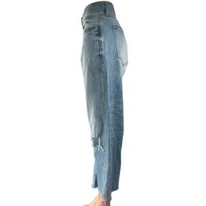 Gap 1969 Women's Blue Distressed High Rise Baggy Wide Leg Denim Jeans Size 33R thumbnail 2