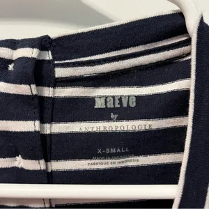 Maeve By Anthropologie Navy Blue & White Stripe Top NWT thumbnail 4