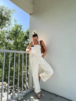 MADEWELL Straight-Leg Overalls in Tile White Size Small thumbnail 3