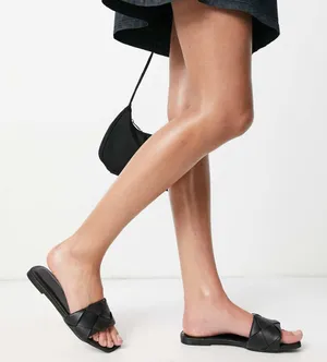 ASOS DESIGN Forty woven flat sandals in black Size 5.5 thumbnail 1