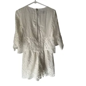 Muse‎ White Lace Overlay Romper Size 2 Kentucky Derby Boho Cottagecore thumbnail 2