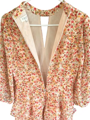 EUC Anthropologie Lenon Edition Floral Ruffle Skirt V Neck Long Slv. Dress Small thumbnail 10