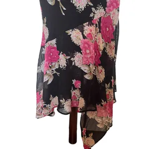 Y2K Studio Connection Slip Floral Dress Sz M Whimsigoth Asymmetrical Hem Bead thumbnail 7