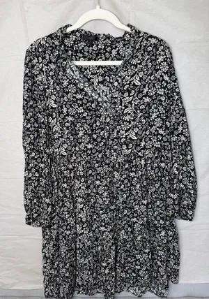 J. Crew Black and White Floral Tiered Blouse thumbnail 1