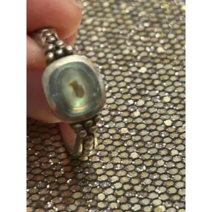 925 sterling silver ring band size 8 g32 2.92g Mather of pearl thumbnail 3