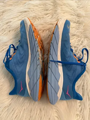 Hoka Blue Running Shoes with Pink Logo and Orange Accents in fair/ good condi thumbnail 8