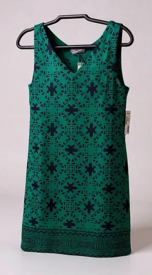 41 Hawthorne Perissa‎ Reversible Dress Green Navy V Neck Sleeveless L NWT thumbnail 1