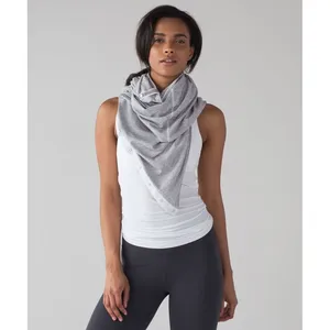 Lululemon‎ Vinyasa Scarf Grey White Micro Stripe Snap Wrap One Size O/S thumbnail 2