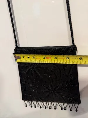 Black Beaded Fringe Crossbody Bag thumbnail 3