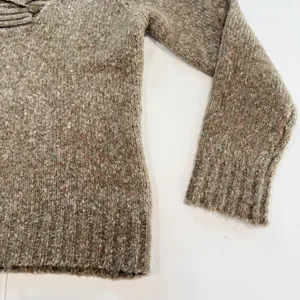 LL Bean Brown Marled Shawl Collar Wool Blend Pullover Sweater MEDIUM thumbnail 4