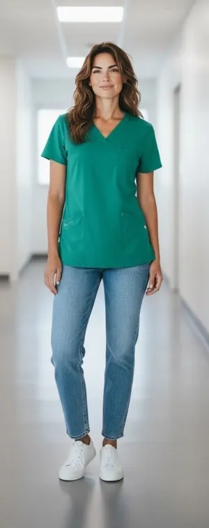 Carhartt Women's Dark Green Scrub Top thumbnail 1