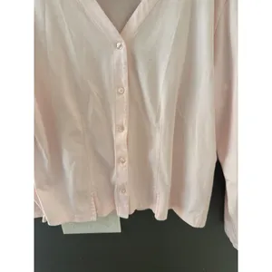 LL Bean Womens Pink‎ Pima Cotton V-Neck Button Front Cardigan Sweater Large thumbnail 3
