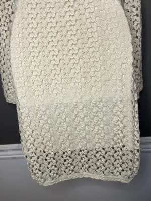 Free People Sweater Dress Womens Medium White Crochet Bell Sleeve Boho Mini thumbnail 8