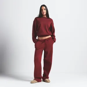 Skims Cotton Fleece Classic Straight Leg Pant Merlot medium new with tags thumbnail 3