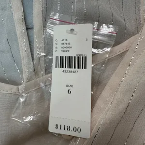 Maeve Anthropologie Ruffle Tunic Blouse Top Size 6‎ Beige Metallic Stripes NEW thumbnail 5