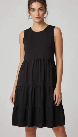 Shirley & Stone tiered sleeveless Midi dress Black size Large thumbnail 1